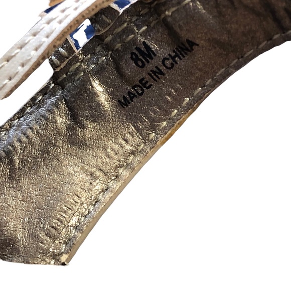 MODA REFLEX TAN TWISTED LEATHER SANDALS WITH CORK HEEL SIZE 8 - Picture 8 of 9